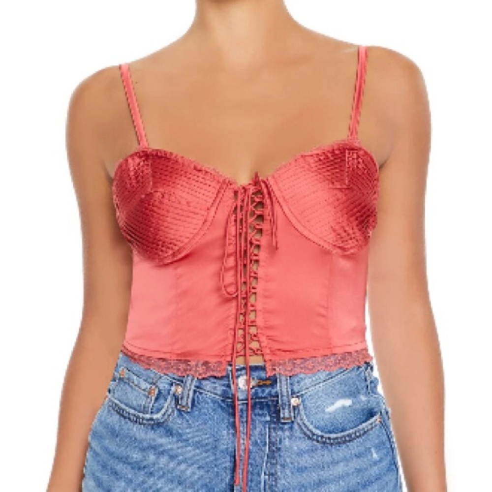 Forever 21 Coral Lace-Up Camisole